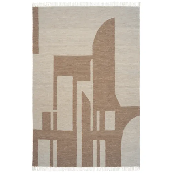 Kristina Dam Studio Contemporary Kelim Gulvtæppe Råhvid/Brun 300 cm